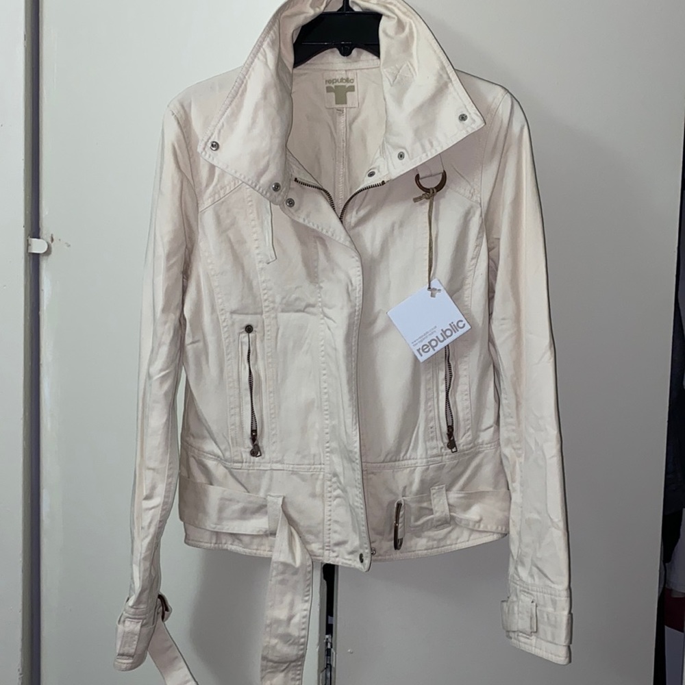 REPUBLIC  cream moto jacket